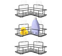 VILDE Lot de 3 Étagère de douche 23x23x10 cm - Acier inoxydable - Installation facile sans perçage