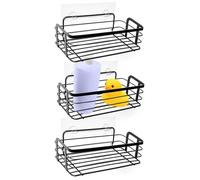 VILDE Lot de 3 Étagère de douche - Acier inoxydable, installation sans perçage, pour salle de bain et cuisine