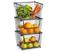VILDE - Lot de 3 - Panier à fruits - Corbeille à Fruits - Métal noir - stables et polyvalents.