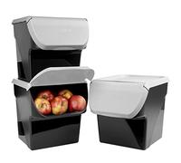 Vilde Lot de 3 récipients de conservation pour pommes de terre, oignons, légumes, 13 l, gris