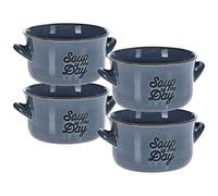 Vilde Lot de 4 bols à soupe, à bouillon, en céramique, pour flocons d'avoine, céréales, bleu, 4 x 650 ml