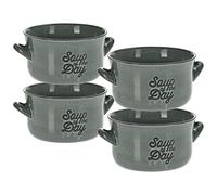 Vilde Lot de 4 bols à soupe, à bouillon, en céramique, pour flocons d'avoine, céréales, vert, 4 x 650 ml