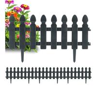 Vilde Lot de 4 clôtures de jardin - 49 x 21 cm - Gris - En plastique - Bordure de pelouse décorative - Pour parterre de fleurs, pelouse, chemin - Résistant aux intempéries - Extensible