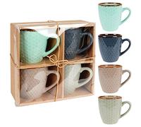 Vilde Lot de 4 tasses en céramique | 250 ml | Tasses décorées dans un emballage cadeau | Parfait pour offrir