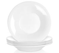 Vilde Lot de 6 assiettes creuses en verre blanc 21,5 cm, 400 ml - Assiettes creuses - Bol, bol à soupe, assiette plate