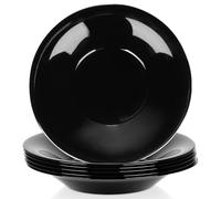 Vilde Lot de 6 assiettes creuses en verre noir de 21,5 cm, 400 ml - Assiettes creuses - Bol, bol à soupe, assiette plate