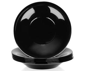 Vilde Lot de 6 assiettes creuses en verre noir de 21,5 cm, 400 ml - Assiettes creuses - Bol, bol à soupe, assiette plate