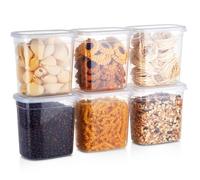 VILDE Lot de 6 boîtes de conservation 1,85L - Plastique durable - sans BPA - hermétiques - empilables - micro-ondes