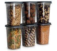 VILDE Lot de 6 boîtes de conservation hermétiques 1L - Plastique durable - sans BPA - empilables - micro-ondes - lave-vaisselle