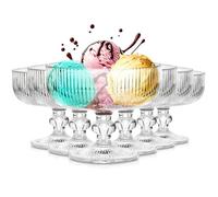 Vilde Lot de 6 bols à dessert en verre transparent 270 ml - Verres à dessert pour glace, yaourt, tiramisu, pudding, amuse-bouches, bols de service, passent au lave-vaisselle
