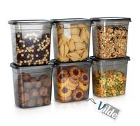 VILDE Lot de 6 boîtes de conservation hermétiques 1,85L - Plastique durable - sans BPA - empilables - micro-ondes - lave-vaisselle