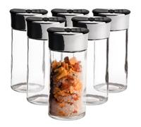 VILDE Lot de 6 récipients en verre pour épices 100 ml - Couvercles hermétiques - Dosage facile avec trous