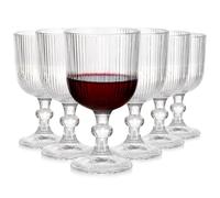 Vilde Lot de 6 verres à vin - 340 ml - Verre strié transparent - Pour vin rouge, vin blanc, eau, desserts - Passe au lave-vaisselle