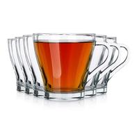 VILDE Lot de 6 verres avec anse 250 ml - Verre épais transparent - Passe au lave-vaisselle et micro-ondes