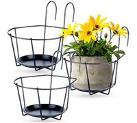 Vilde Lot de supports de pots de fleurs en métal pour balcon, terrasse, balustrade, support de jardinière, support noir stable pour balcon, terrasse