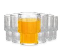 Vilde Lot de verres à eau, 190 ml, verres cannelés, petits, stables, passent au lave-vaisselle, pour eau, jus, boissons - Transparent