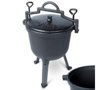 Vilde Marmite en fonte avec couvercle - 8 l - Pour l'extérieur - Cocotte hollandaise en fonte pour feu de camp, camping, barbecue et jardin - Marmite robuste de qualité supérieure