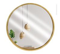 Vilde Miroir rond de 30 cm - Cadre en bois doré - Décoratif pour bureau, restaurant, salon - Design moderne - Miroir mural rond idéal pour salon, couloir, chambre à coucher - Intérieurs classiques et