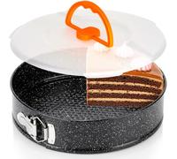 Vilde Moule à gâteau rond en acier au carbone avec revêtement en granit - 28 cm - Avec couvercle - Anti-adhésif - Pour gâteaux au fromage, biscuits, desserts - Passe au four jusqu'à 230 °C