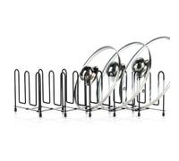 Vilde Organisateur de casseroles, extensible, de 8 à 74 cm, pour couvercles, assiettes et planches à découper, en métal noir, gain de place, pour placard, tiroir et plan de travail