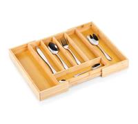 VILDE Organisateur Extensible Tiroir à Couverts - 7 Compartiments - En Bambou - Largeur 28-45 cm - Pratique et Robuste