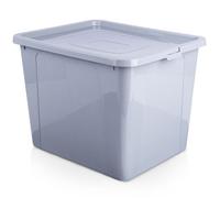 VILDE Organisateur Multifonctionnel Bac de Rangement 30L - Plastique gris clair avec couvercle verrouillé - Empilable et élégant