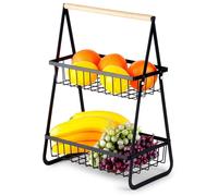 VILDE Panier à fruits 2 Niveaux - Corbeille à Fruits - Design moderne et multifonctionnel - Idéal pour fruits, légumes et rangement