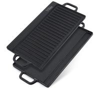 VILDE Plaque de grill en Fonte Double Face 50,5 x 23,5 cm - Résistante - Four et Cuisinière