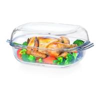 Vilde Plat à gratin en verre 3,1 + 2,6 L - Lot de 2 avec couvercles - Verre borosilicate - Passe au four de -30 °C à +400 °C - Avec poignées - Pour ragoûts, lasagnes et légumes - Passe au