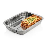 Vilde Plat à rôtir en acier inoxydable, 30,5 x 22,5 x 5 cm, durable, résistant à la chaleur, pour la cuisine et la maison, facile à nettoyer, polyvalent