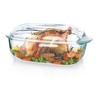 VILDE Plat Rectangulaire - avec Couvercle - Verre Borosilicaté Résistant - Pour Cuisson et Rôtissage
