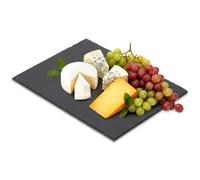 Vilde Plateau en ardoise - 40 x 30 cm - Rectangulaire - Plateau de service en pierre naturelle avec support en feutre - Pour présenter du fromage, des desserts et des collations - Pour plats froids et
