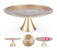 Vilde Plateau en verre avec pied - Plateau de service en verre - Présentoir à gâteau - Doré - 28 cm