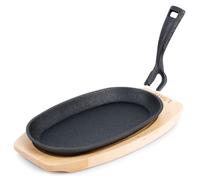 VILDE Poêle de service en fonte avec planche - Poignée amovible - Résistante à la chaleur - Tous feux dont induction