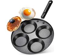Vilde | Poêle - Poêle à oeufs - Ø 24 cm - Noir - Revêtement antiadhésif - 4 alvéoles pour des oeufs parfaits
