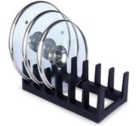 VILDE Porte Couvercles et Assiettes 6 Éléments - Plastique Noir Durable - Design Classique et Pratique