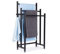 VILDE Porte-serviettes sur pied 3 barres - Métal noir - décoratif et pratique - facile à assembler