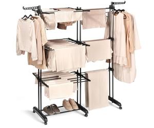 Vilde Séchoir à Linge en métal Noir Vertical Extensible XXL 78-130 x