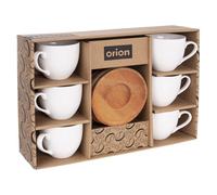 VILDE Set de 6 tasses en porcelaine avec soucoupes - 100 ml - Design élégant - Coffret cadeau - Facile à nettoyer