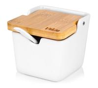 VILDE Sucrier en céramique- Lot avec cuillère - Couvercle inclinable, design moderne, 250 ml, idéal pour sucre et épices
