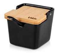 VILDE Sucrier en céramique - Lot avec cuillère incluse - Couvercle inclinable design moderne 250 ml