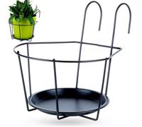VILDE Support Pot de Fleur pour Balcon - Métal Noir - Support suspendu pour pot jusqu'à 14 cm - Robuste et décoratif