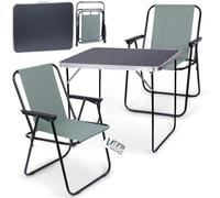 VILDE Ensemble Table Pliable et 2 Chaises - MDF Graphite, Résistant aux Intempéries, Idéal Camping et Jardin
