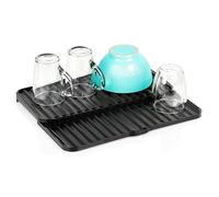 VILDE Tapis Égouttoir Vaisselle 2 Niveaux - Plastique Noir - Évacuation de l'Eau - Idéal pour Cuisine et Camping