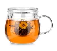 Vilde Tasse en verre avec infuseur et couvercle 400 ml - Tasse à thé en verre borosilicate pour thé en vrac et herbes - Passe au lave-vaisselle et au micro-ondes - Verre à thé avec insert