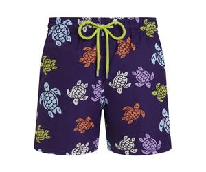 Vilebrequin - Micro-perforated Ultra-light and packable Swim Shorts Tortues Multicolores - Homme - Maillots de bain - Violet - Taille: M