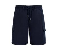 Vilebrequin - Bermuda En Lin Homme Uni - Bermuda - Baie - Bleu - Taille L Regular 200 - 249 00P