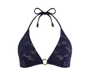 Vilebrequin - Triangle Bikini Top Jacquard Fleur Broderie Anglaise - Femme - Maillots de bain - Bleu - Taille: 38 FR