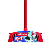 Vileda anti-choc 3 en 1 Ensemble et bâton de brosse, 3 poils différents, convient à toutes les surfaces, rouge et noir