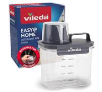 Vileda Boîte à lessive 1100 ml grise avec verre doseur - Distributeur de rangement hermétique pour lessive en poudre - Récipient compact pour buanderie